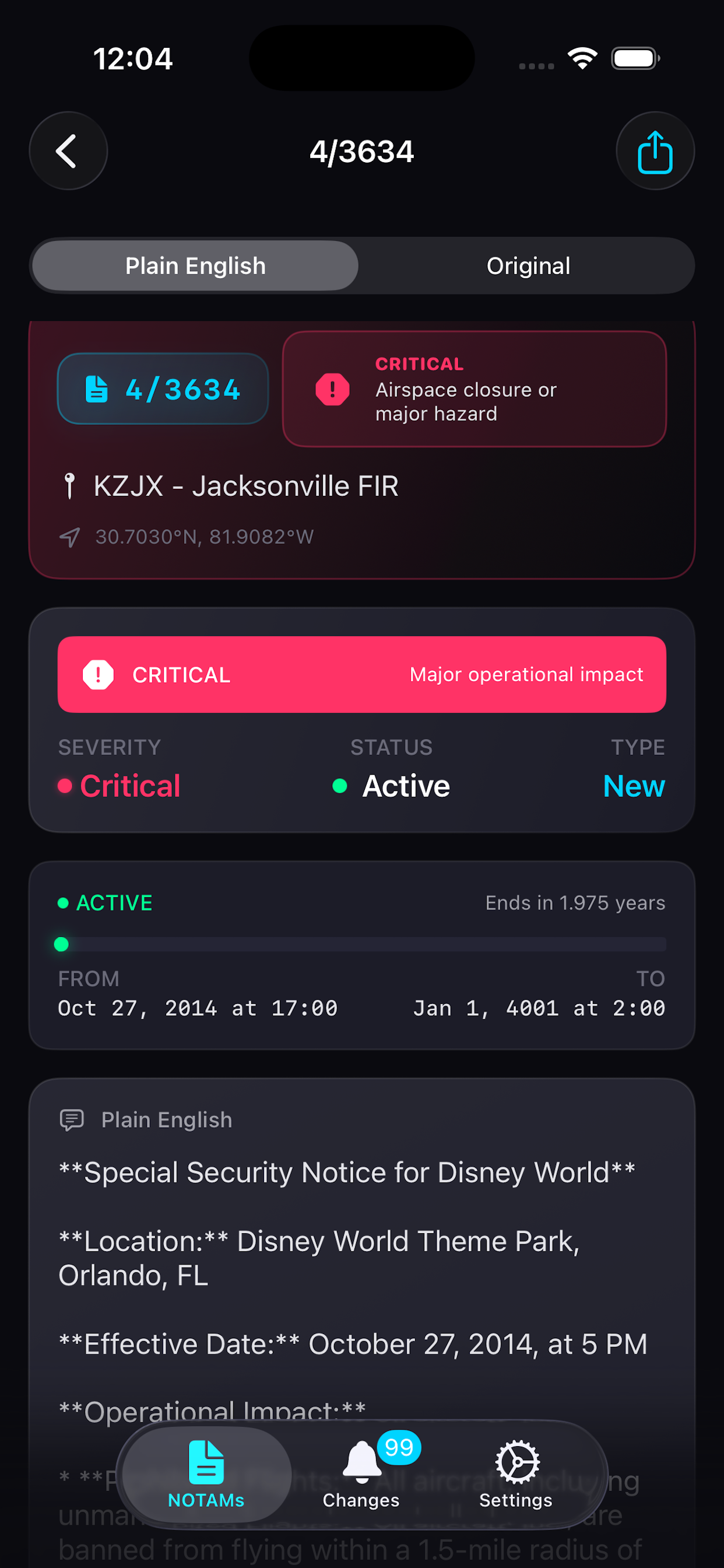 NOTAM App - Feature Highlights